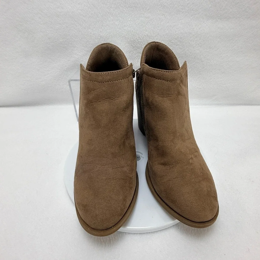 Madden Girl Ankle Boots Women 7.5 Brown Boho Western Suede Woven Block Heel
